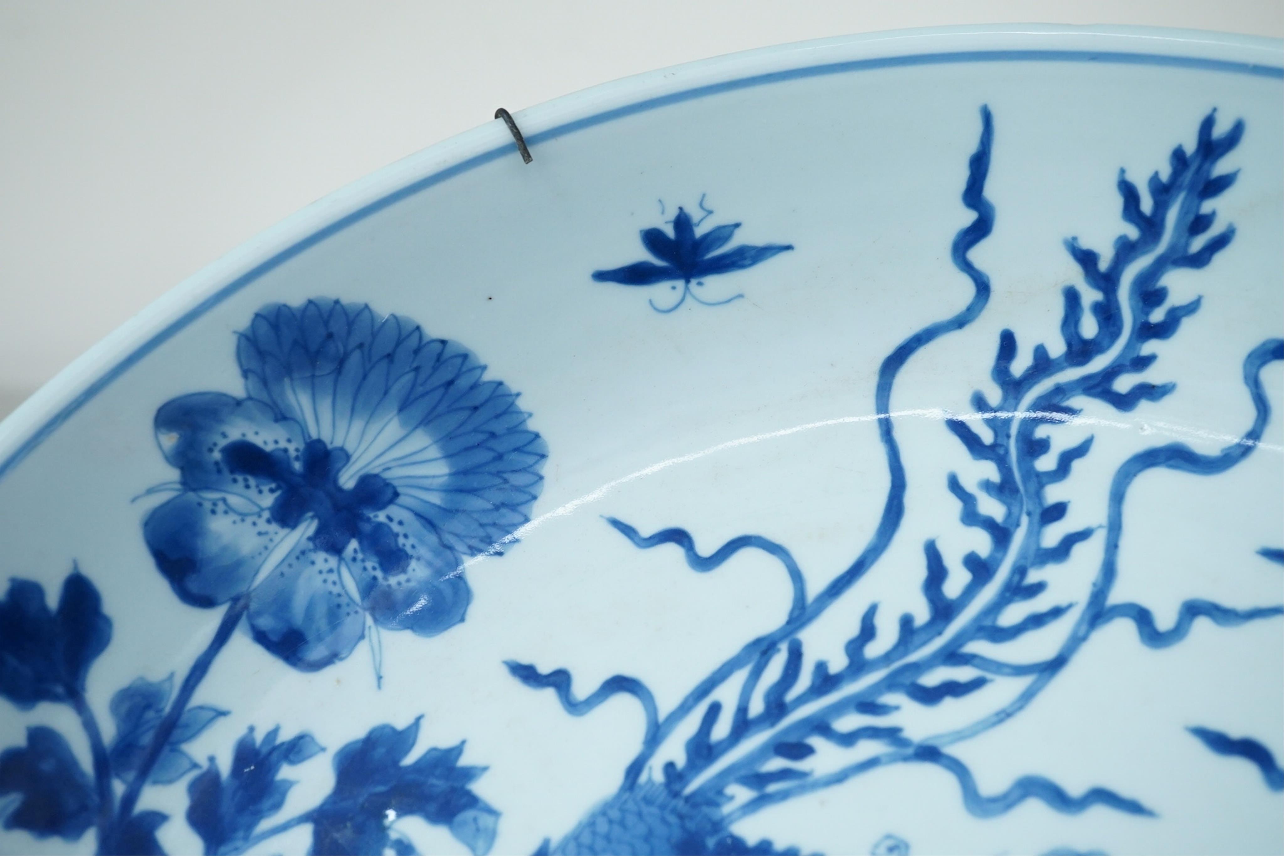 A Chinese blue and white ‘double phoenix’ dish, Kangxi period